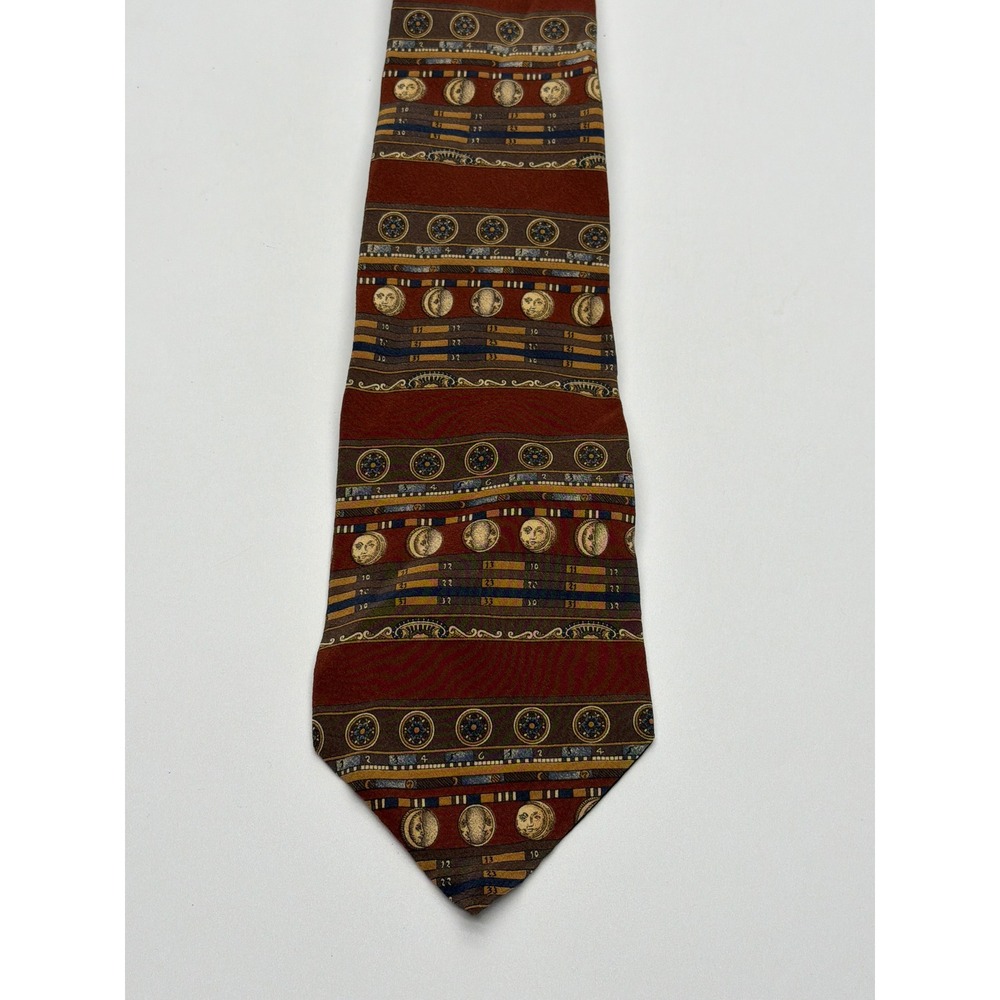 The Metropolitan Museum of Art Mens Silk Tie Celestial‎ Moon Phase Burgundy Gold